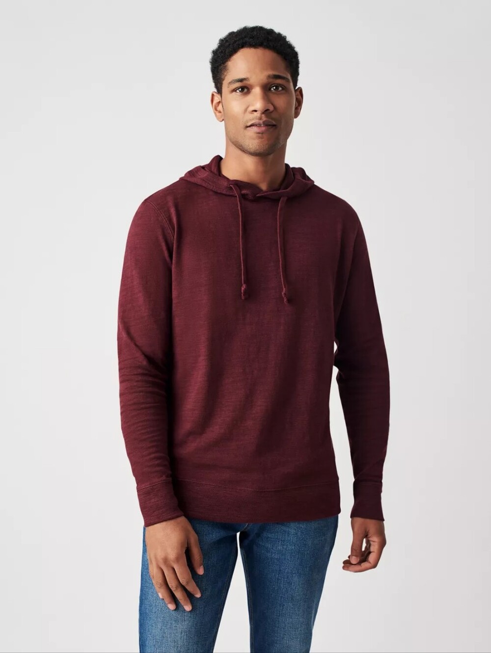 Faherty Men's Heritage Slub Hoodie in Mahogany Size Small